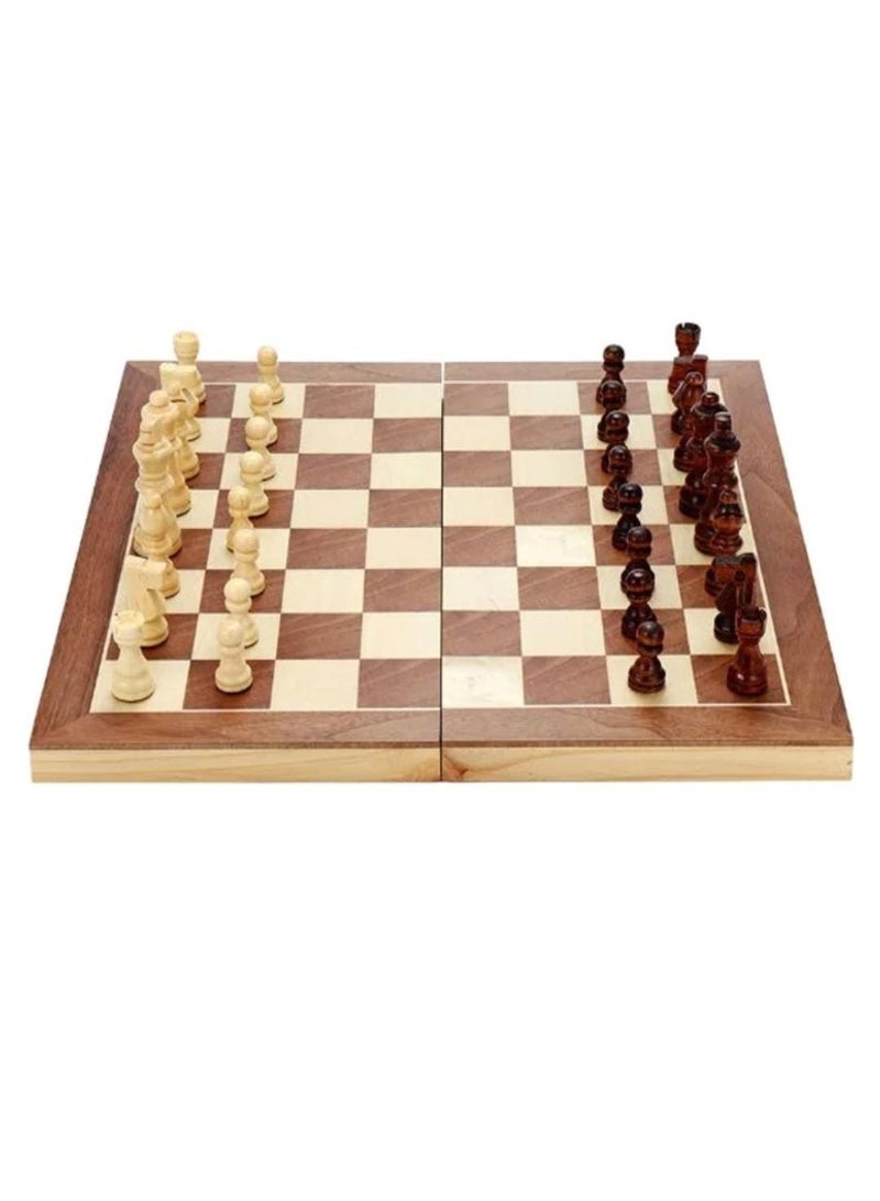 طقم رقعة شطرنج خشبية فاخرة مع قطع خشبية مصنوعة يدويًا - لعبة شطرنج كلاسيكية قابلة للطي - هدية مثالية للعيد - Image 3